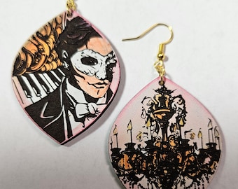 Phantom Mask Earrings | Gothic Theater Jewelry | Dramatic Masquerade Statement Earrings | Dark Romance Aesthetic | Gift for Her