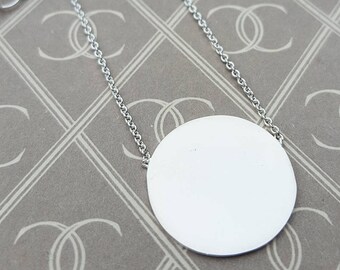 Personalised Sterling Silver Polished Disc Necklace ENGRAVE