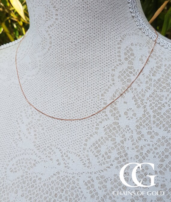 Fijne 9ct Rose Gold 0 8mm Diamond Cut Curb Chain Ketting 18 Etsy Nederland