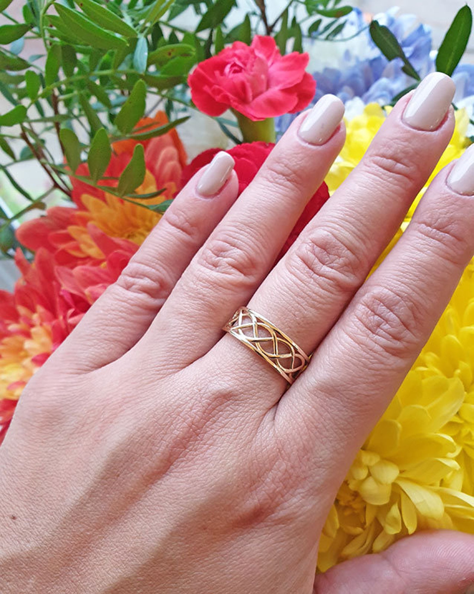 Fine 9ct Yellow Gold Celtic Ring Solid Gold Celtic Band not Etsy UK