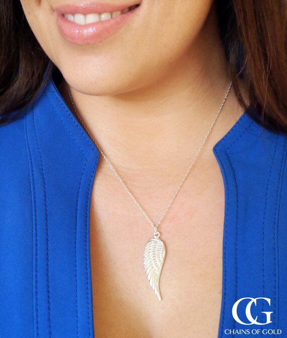 9ct Yellow Gold Angel Wings Charm Pendant Necklace 16/",18/" 20/" Chain