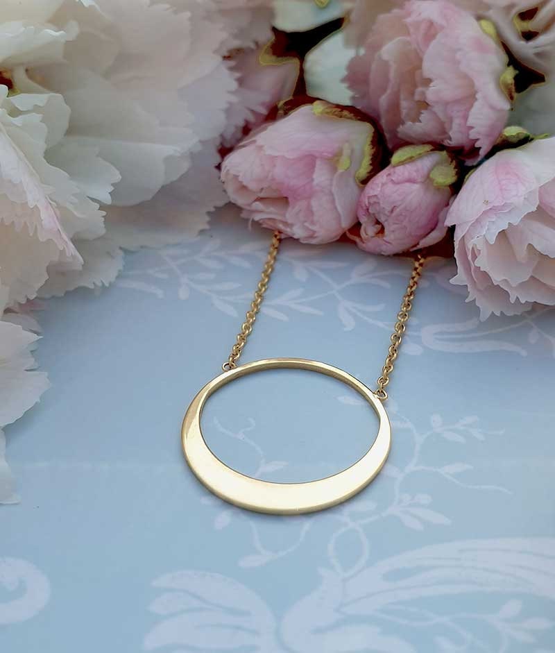 9ct Yellow Gold Small Disc Slider Necklet GN289