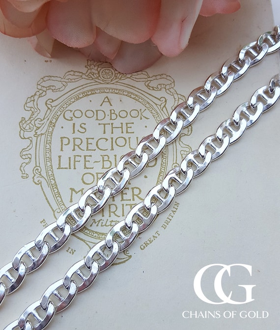 Mens 6mm Sterling Silver Anchor Chain Necklace 20 22 24 Etsy