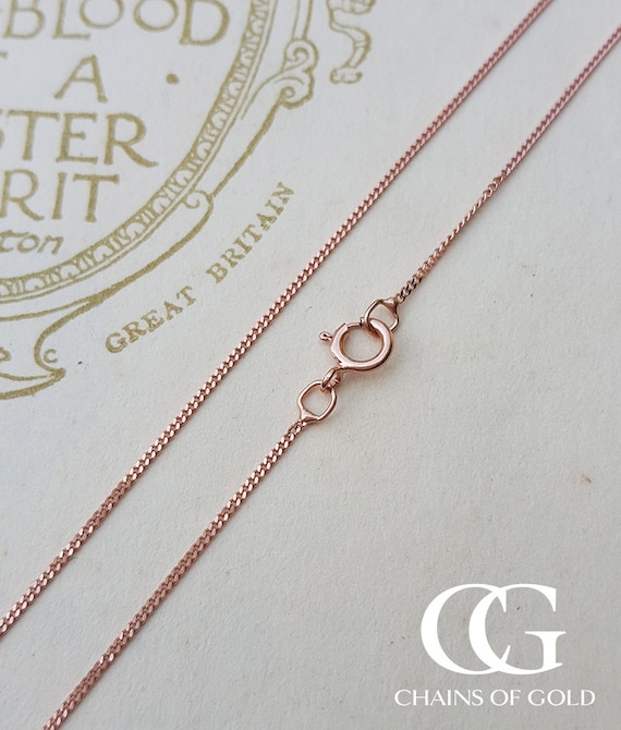 Fijne 9ct Rose Gold 0 8mm Diamond Cut Curb Chain Ketting 18 Etsy Nederland