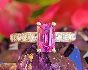 Natural Burmese Pink sapphire 1.80cts & diamond ring Certified no heat | David Jerome Collection engagement ring