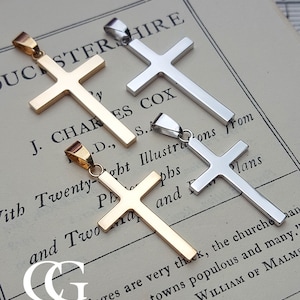 Personalised Solid 9ct Yellow or White Gold Cross Pendant Necklace ENGRAVE