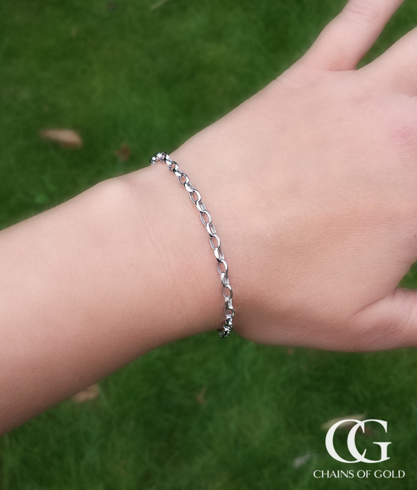 Ladies 9ct White Gold Oval Belcher Bracelet 7.5 Etsy