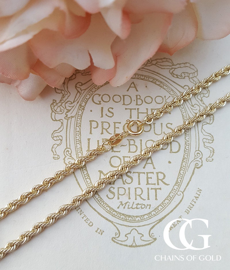 Fine 9ct Yellow Gold 3.2mm Rope Chain Necklace 20 Etsy