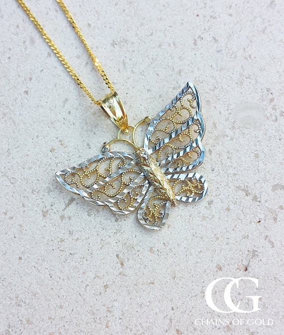 9ct gold butterfly necklace deals