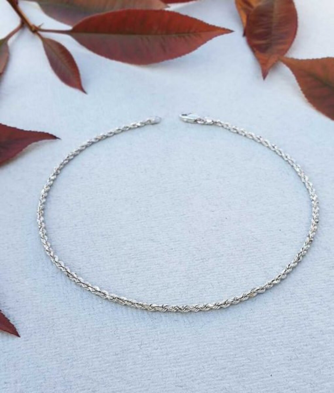 Fine 9ct White Gold Rope Style Anklet / Ankle Bracelet 10 Etsy