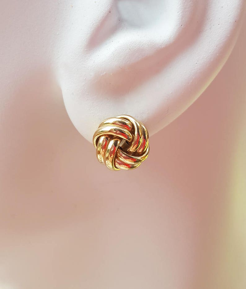 Ladies Fine 9ct Yellow Gold Fancy Knot Stud Earrings