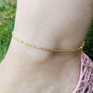 Fine 9ct Yellow Gold Singapore Style Anklet / Ankle Bracelet 9 image 1