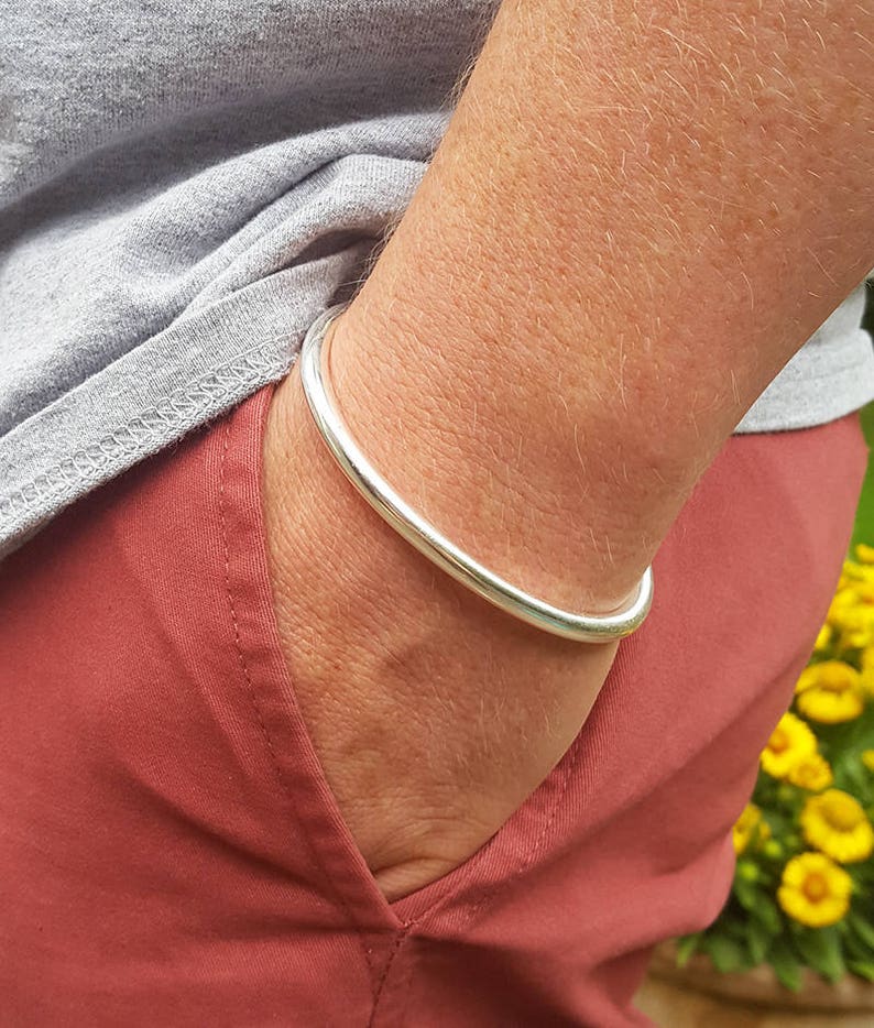 Men/'s Solid Sterling Silver Torque Bangle Bracelet Classic Men/'s Bangle Bracelet