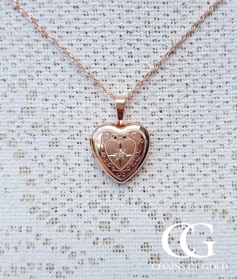 Petite 9ct Rose Gold Engraved Heart 