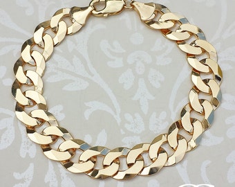 Unisex Solid Heavy 9ct Yellow Gold Chunky Curb Bracelet  7.5" and 8.5''