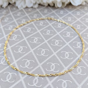 Fine 9ct Yellow Gold Singapore Style Anklet / Ankle Bracelet 9 image 2