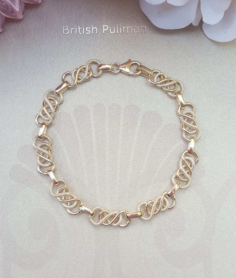 Solid 9ct Yellow Gold Celtic Style Links Ladies Bracelet 7" Womens Gift Boxed 