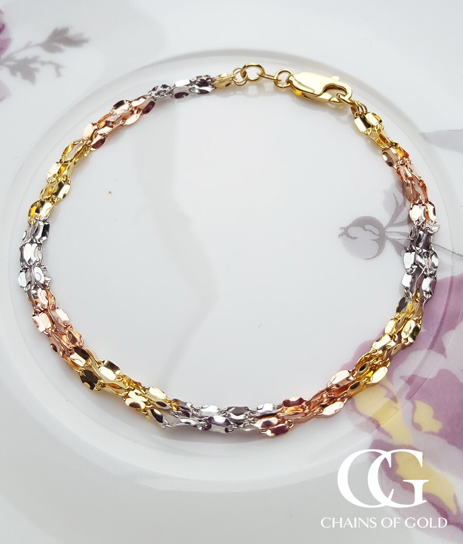 3 colour gold bracelet deals