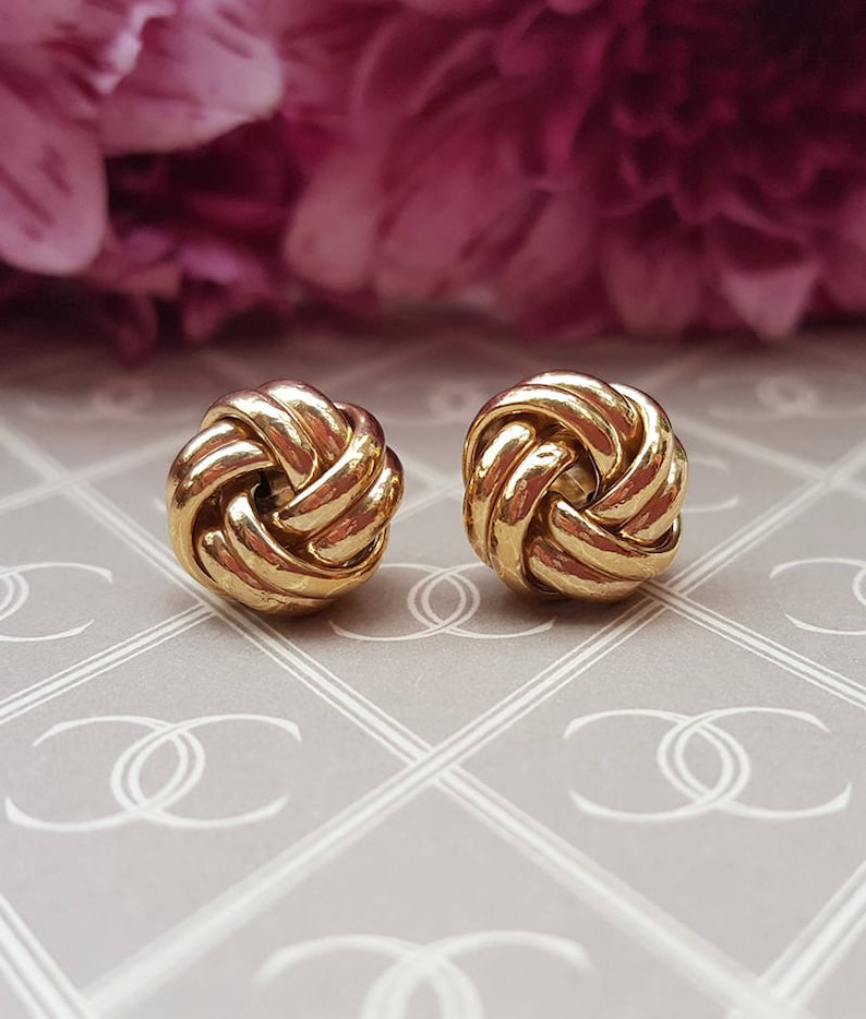 Ladies Fine 9ct Yellow Gold Fancy Knot Stud Earrings