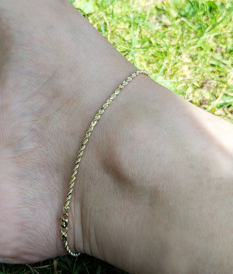 Fine 9ct Yellow Gold Rope Style Anklet / Ankle Bracelet 10 Etsy
