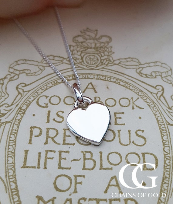 sterling silver heart tag necklace