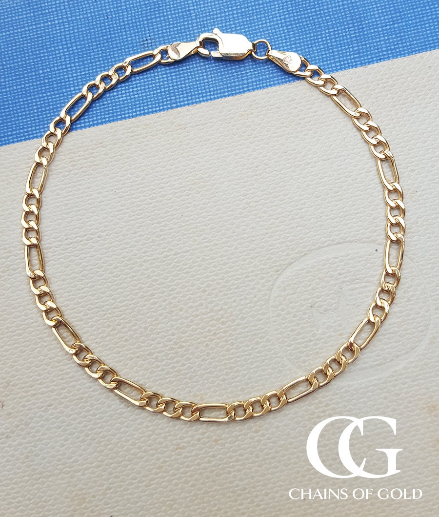 Buy 9ct Yellow Gold Figaro Chain , 5mm Lightweight Chain Bracelet for Men ,  Mens Bracelet Online in India - Etsy