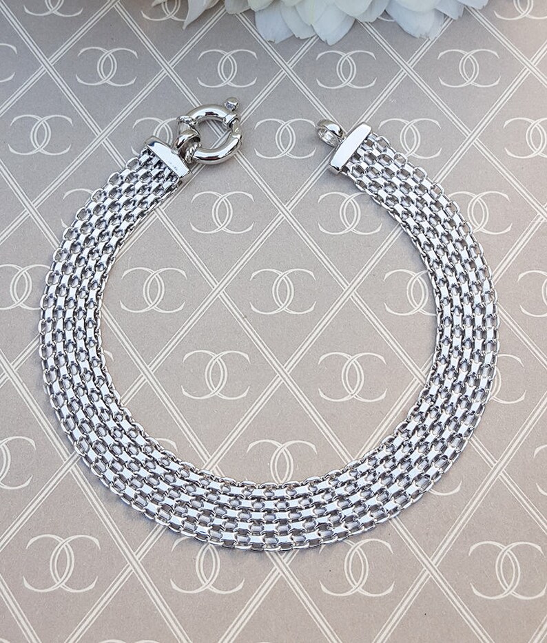 9ct 3-Color Dorado Triple Trenza Diamante Corte Espiga Pulsera 19cm//7.5/' Nuevo