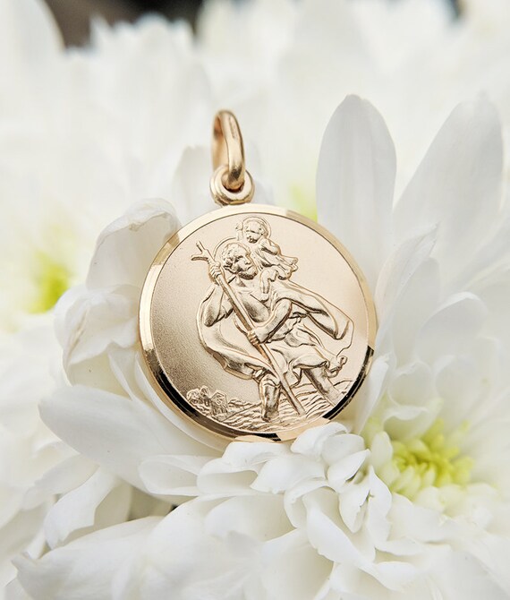 Gold st christopher necklace engraved deals