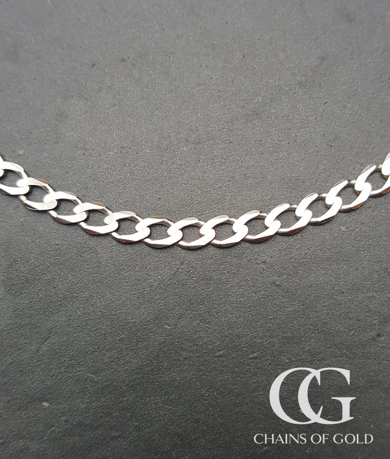White gold curb chain best sale mens