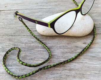 Leather Eyeglasses Lanyard, Original Leather and Cotton Eyeglasses Chain, Eyeglasses Strap, Leather Eyeglasses necklace
