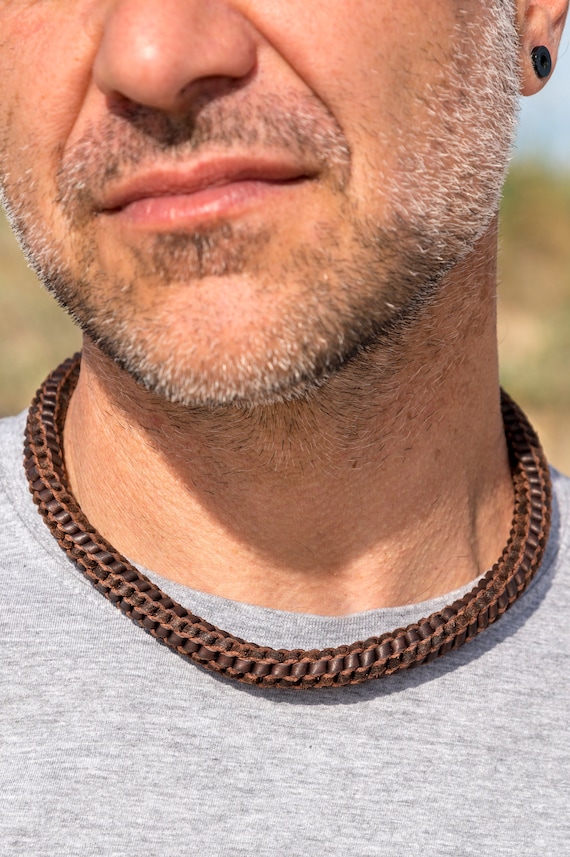 Necklace - Braided Leather Necklace - Braided Leather