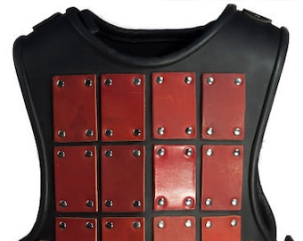 Medieval Black and Red leather Mercenarie Brigandine Armor, Viking SCA renaissance Larp