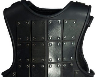 Medieval Black leather Mercenarie Brigandine Armor, Viking SCA renaissance Larp