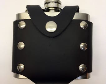 Flask 5oz with leather case LARP,  Viking, SCA, renaissance