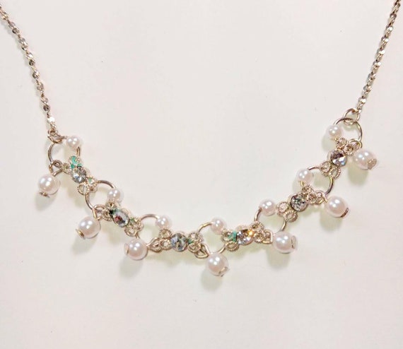 Vintage crystal and Pearl Necklace (GG) - image 1