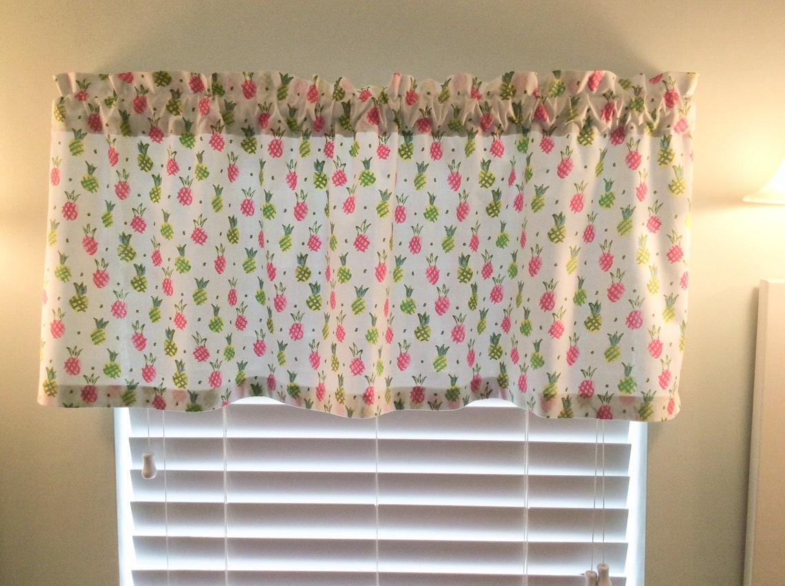 Pineapple Valance With Pink and Greenish Yellow Pineapples on Etsy