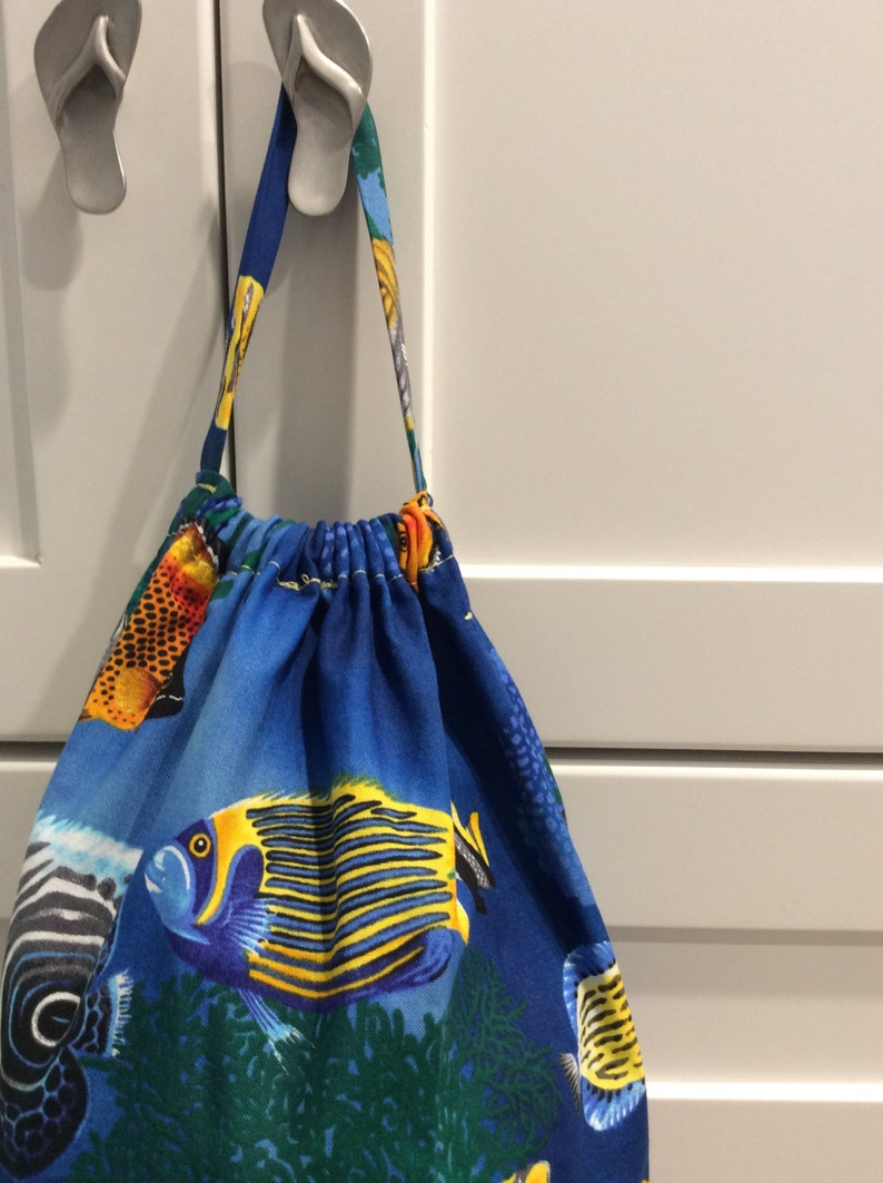Plastic Bag Holder with Tropical Fish Fabric