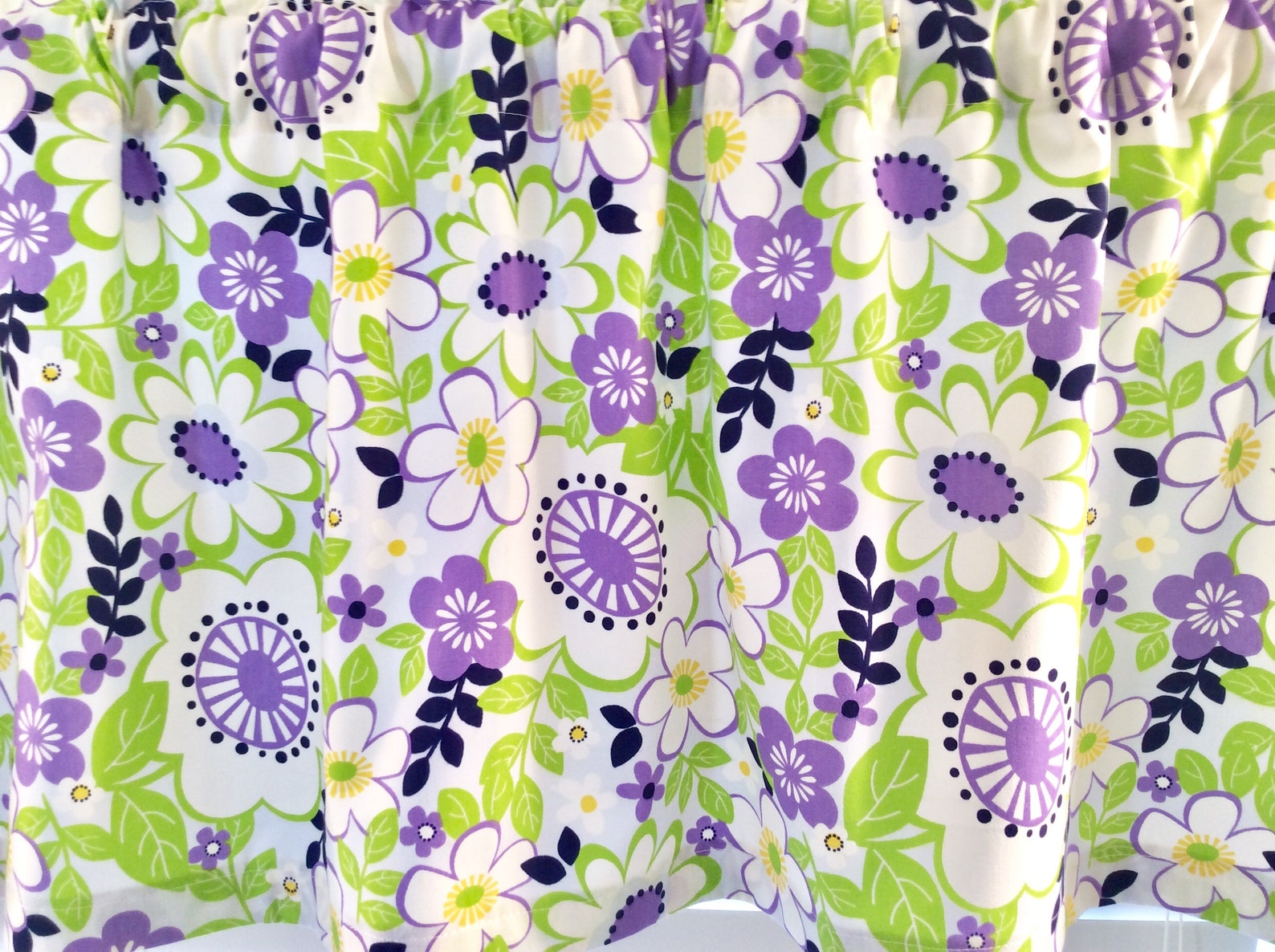 Purple and Lime Green Floral Valance Etsy