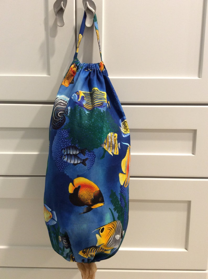 Plastic Bag Holder with Tropical Fish Fabric