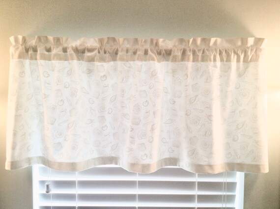 White On White Seashell Coastal Curtains Etsy