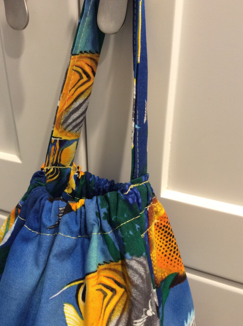 Plastic Bag Holder with Tropical Fish Fabric