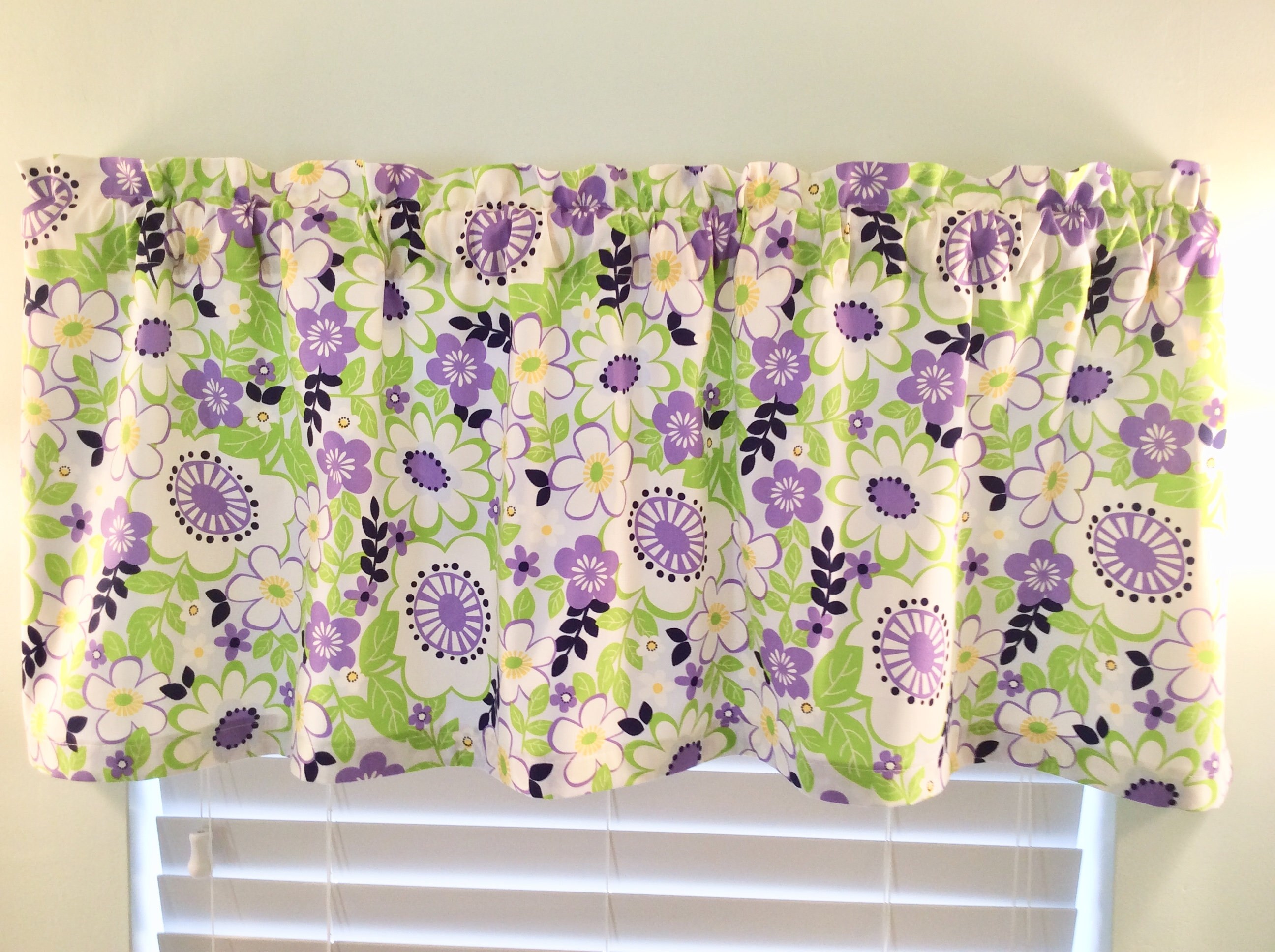 Purple and Lime Green Floral Valance Etsy
