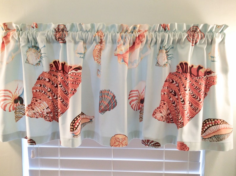 Tropical Window Valance With Seashells and Seahorses in Shades - Etsy