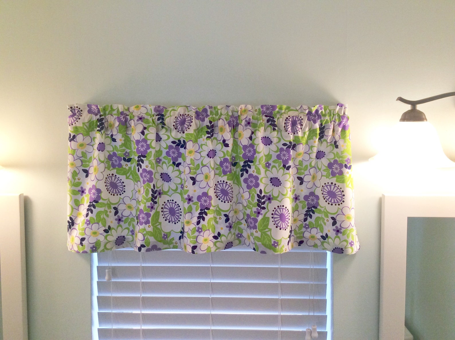 Purple and Lime Green Floral Valance Etsy