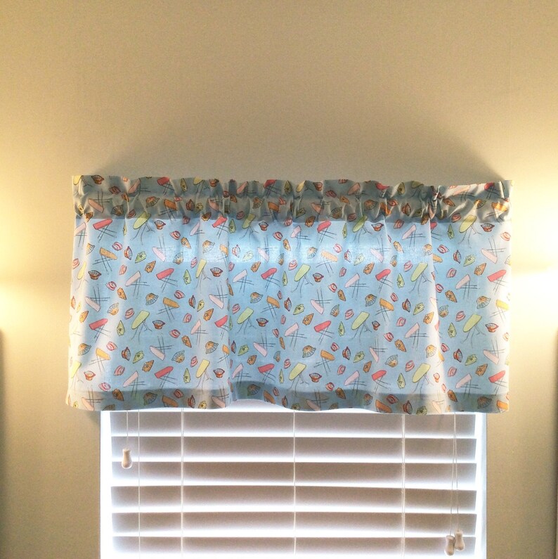 Laundry Room Window Valance With Laundry Theme Print on Light Etsy