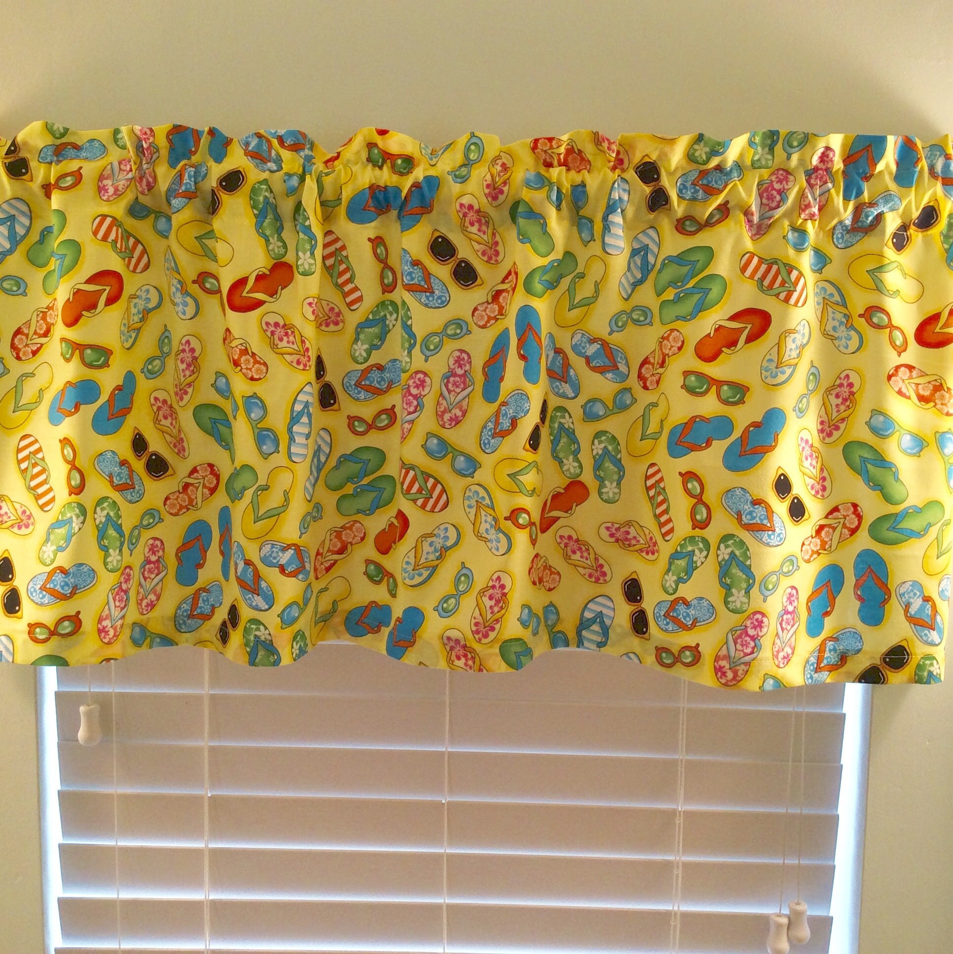 Coastal Valance with Colorful Flip Flops and Sunglasses on Etsy