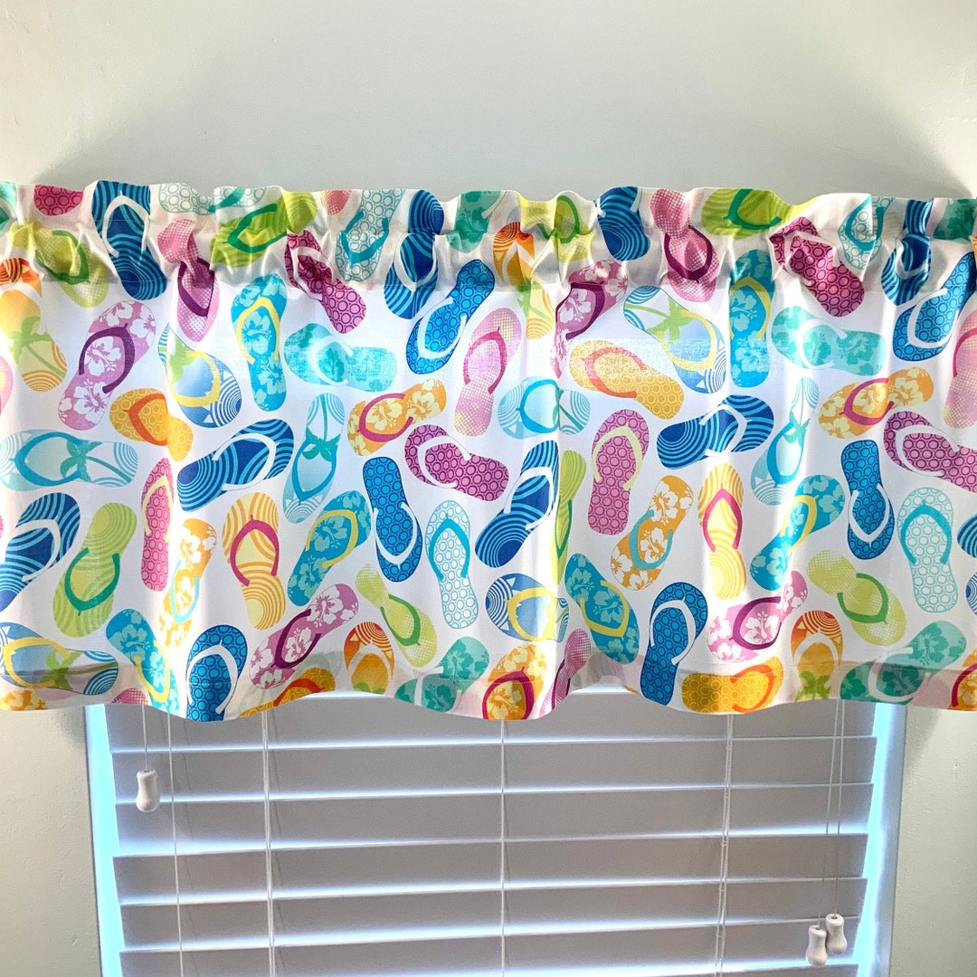Flip Flops Print Beach Cottage Valance Etsy