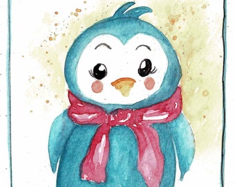 DIGITAL ONLY- Penguin Watercolor Worksheets on YouTube