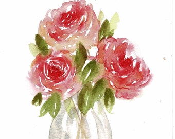 DIGITAL ONLY- Roses in Vase  Watercolor Worksheets on YouTube