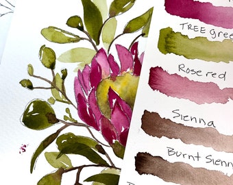 DIGITAL ONLY- Protea Watercolor Worksheets on YouTube